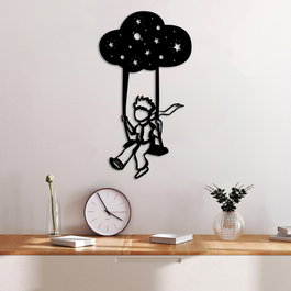 Wallity The Little Prince 6 Escultura de Pared en Metal Negro